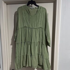 Green Boho Tunic Dress